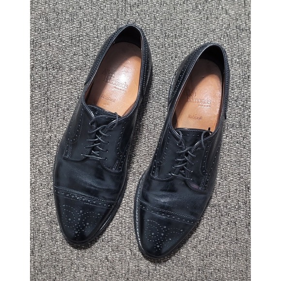 Allen Edmonds Men's Sanford Black Wingtip Cap Toe Derby Oxford Shoes Size‎ 8.5 D